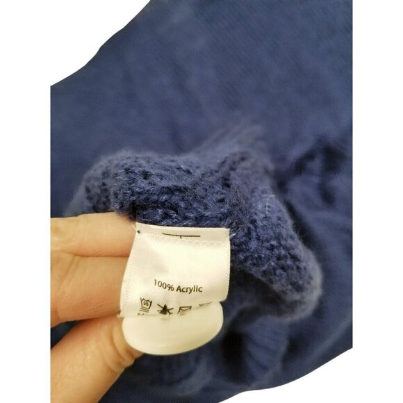 LuLaRoe NWT Womens Cable Knit‎ Cardigan Sweater L Blue White Preppy Academia - Picture 5 of 8